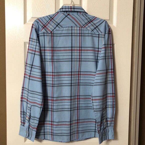 Mens Levi Pearl Snap Shirt Long Sleeve Size Medium Blue - Picture 2 of 6